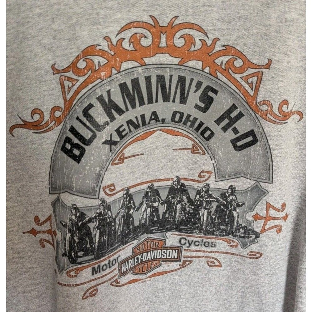 Y2K Harley Davidson Gray Sweatshirt Mens Pullover Size 2XL Xenia, OH Buckminn's - Picture 6 of 8